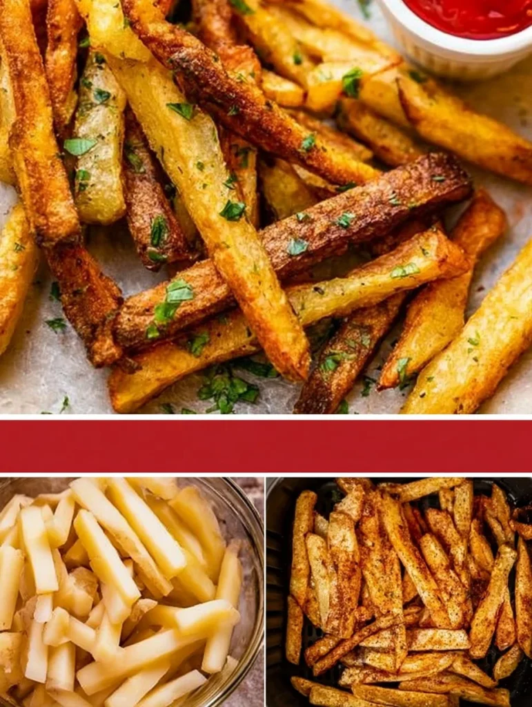 Papas fritas crujientes hechas en freidora de aire