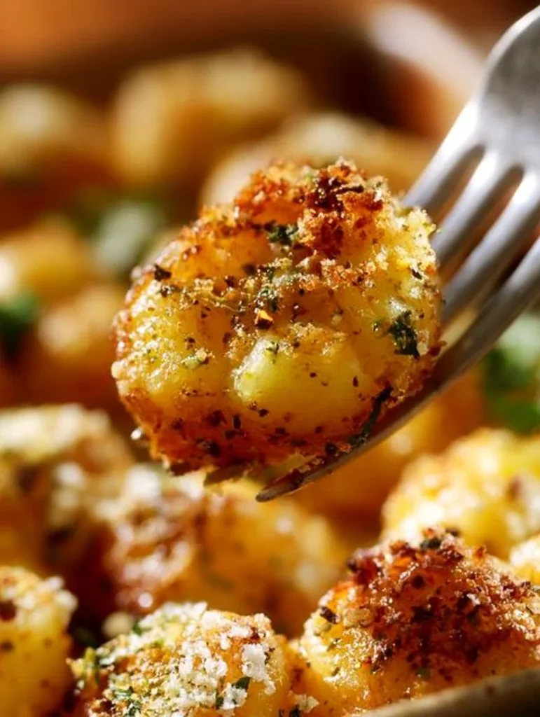 Papas Mini Aplastadas doradas y crujientes, lista para servir.