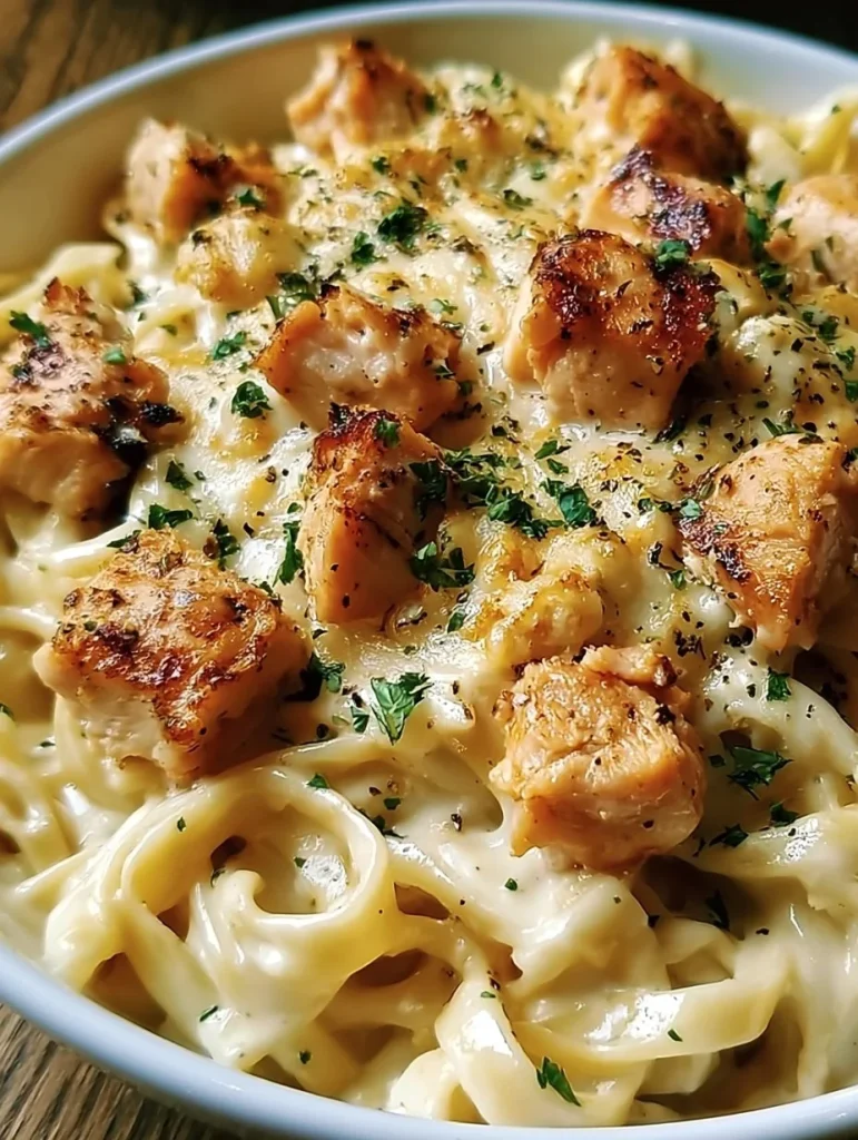 Plato de pasta cremosa de salmón servido en un tazón