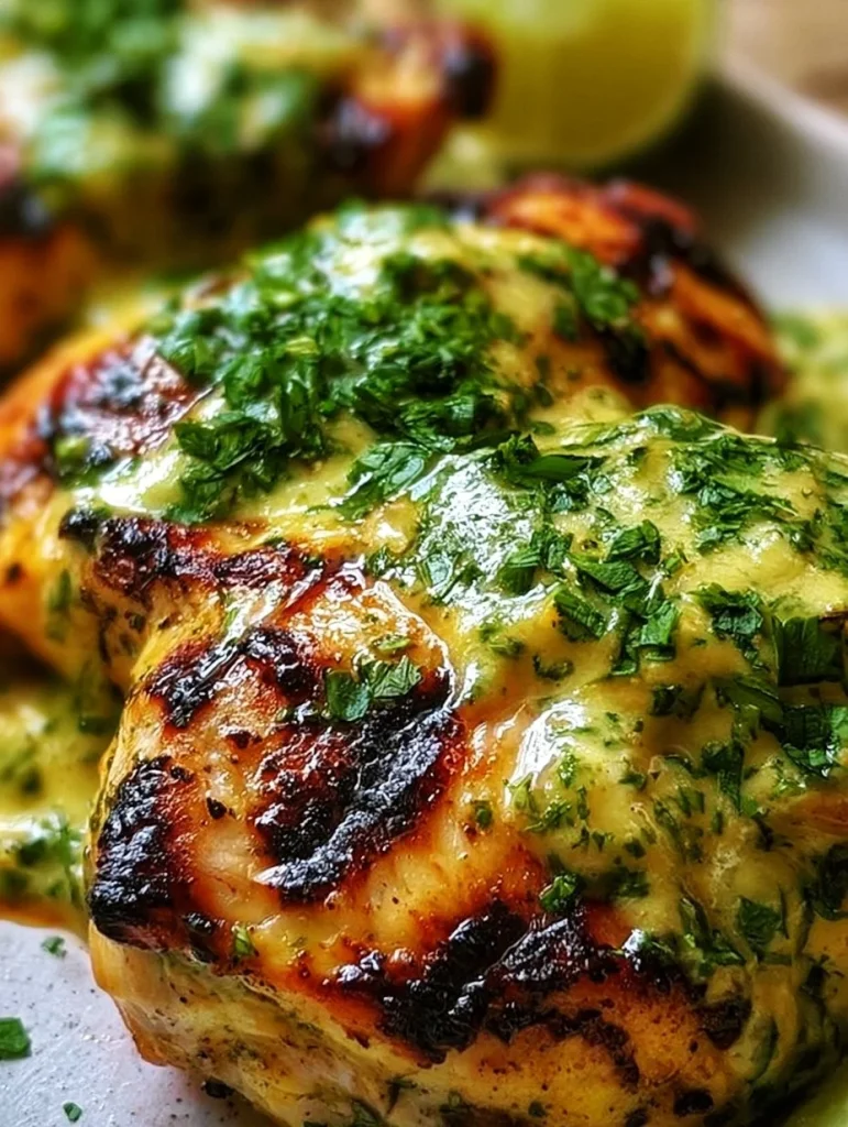 Pechugas de Pollo con Crema de Cilantro servidas en un plato decorativo