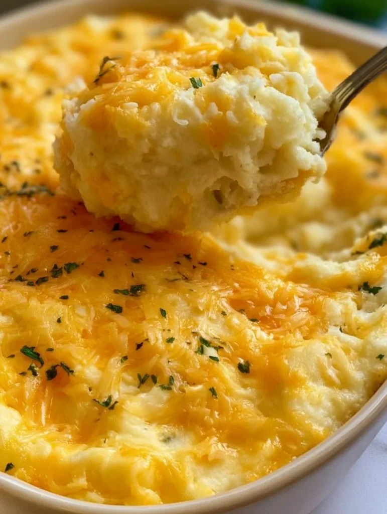Puré de patatas con queso cremoso, ideal para acompañar tus comidas.