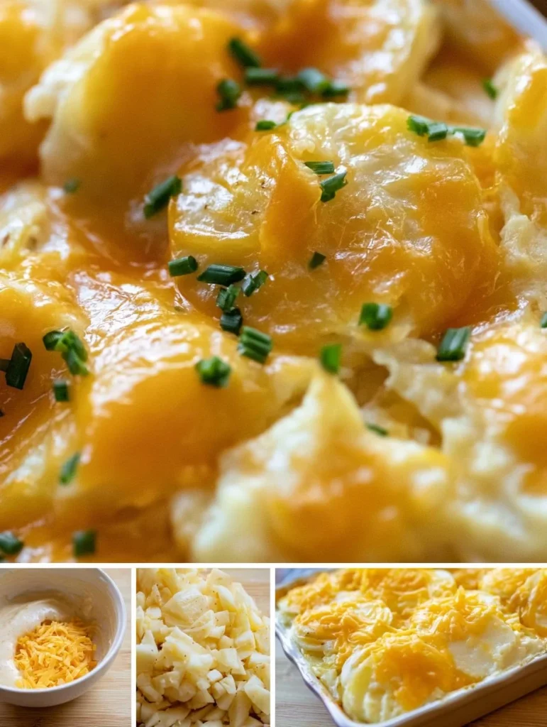Puré de patatas gratinadas cremoso y quesoso