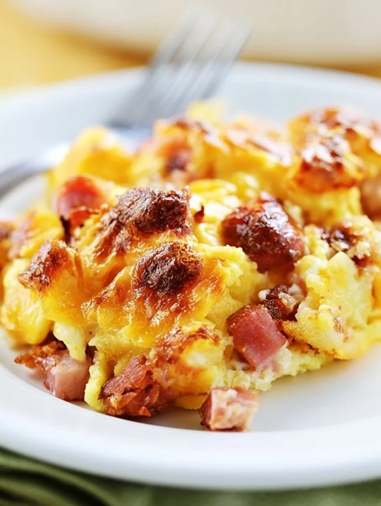 Cazuela de desayuno de 3 carnes con queso, un platillo delicioso y fácil de preparar.
