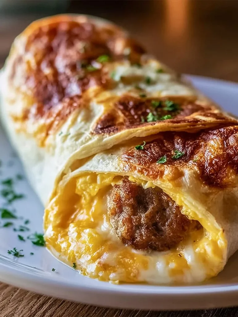 Rollitos de salchicha, huevo y queso servidos en un plato, ideales para desayuno fácil.
