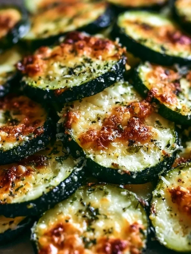 Zucchini Asado con Ajo y Parmesano, crujiente y sabroso.