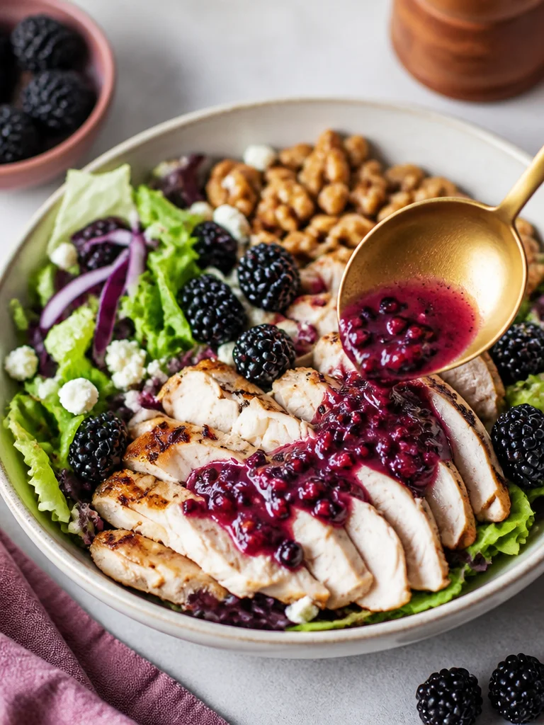 Ensalada de pollo con moras