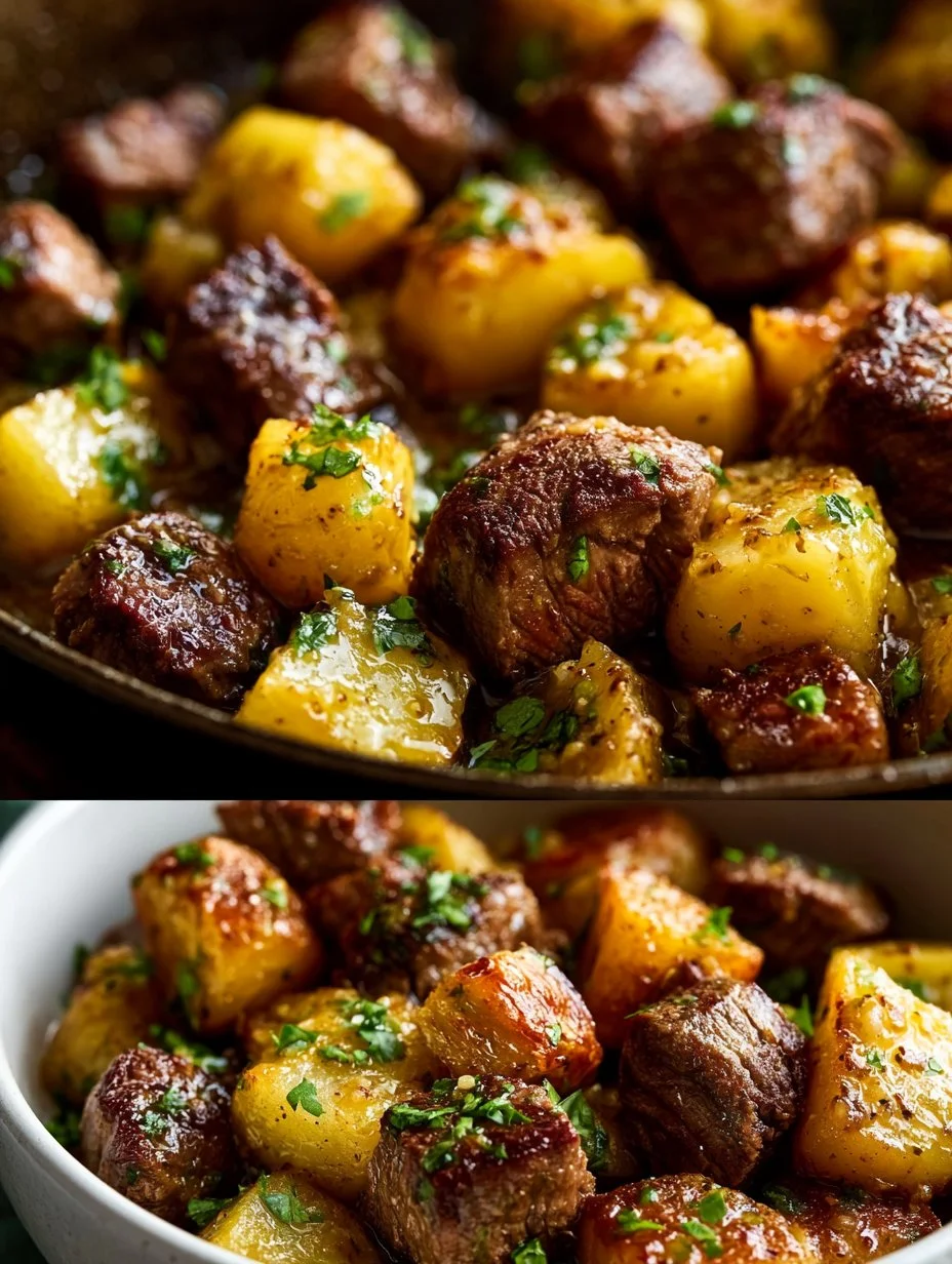 Bistec con Mantequilla de Ajo y Papas