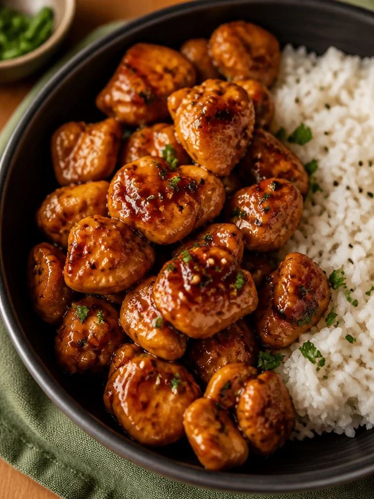 Bites of chicken with sweet and sour sauce in 20 minutes