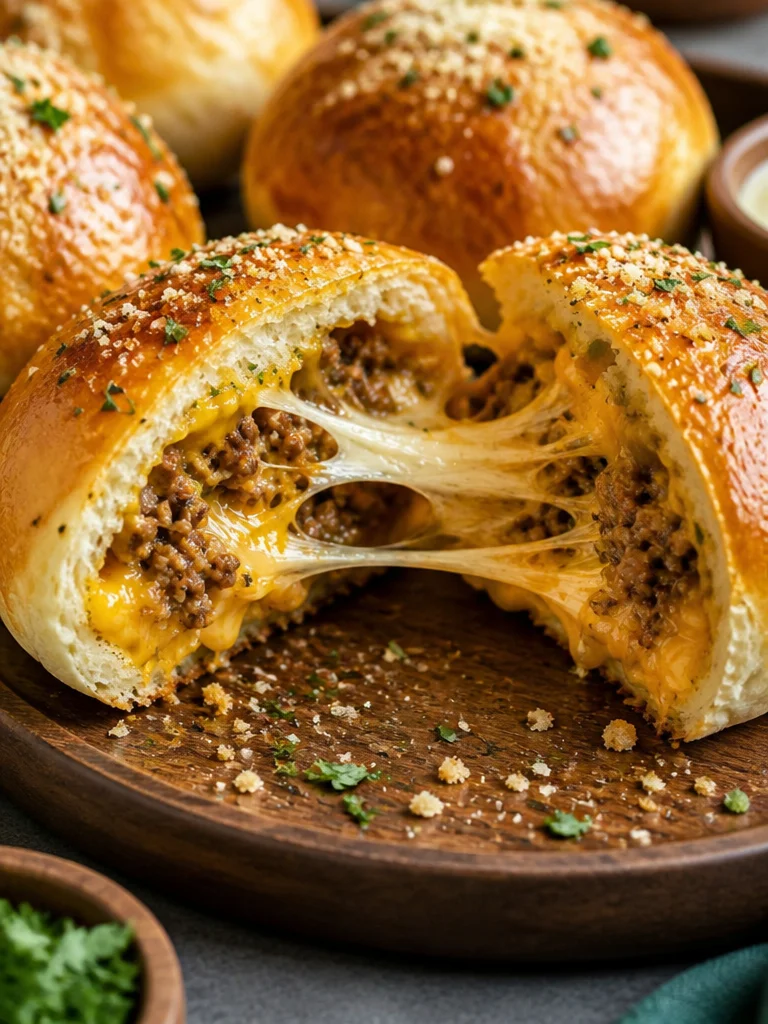 Bombas de hamburguesa con ajo y parmesano