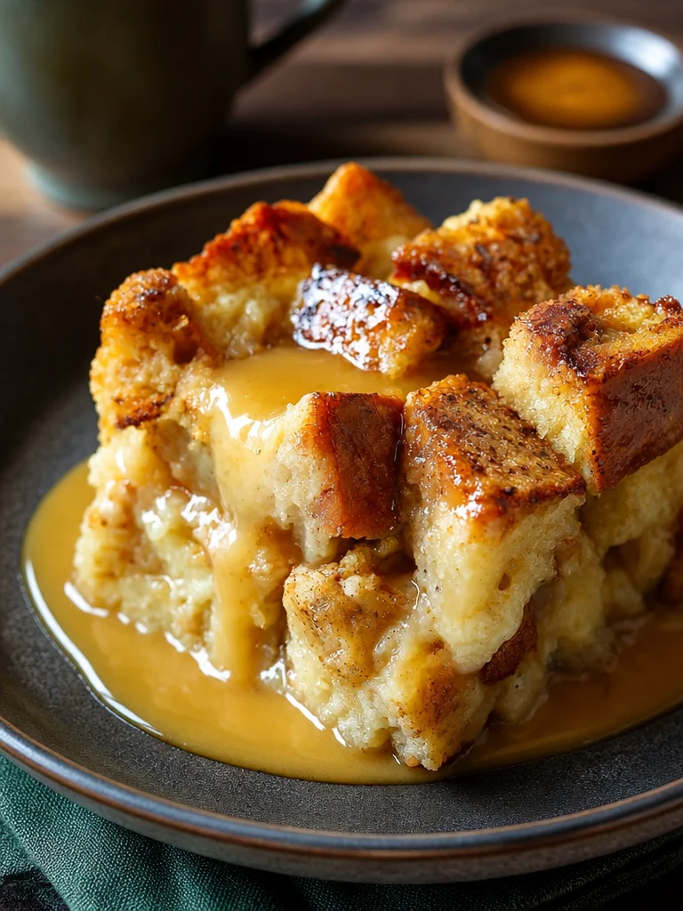 Receta de pan de pudding con salsa de caramelo de vainilla