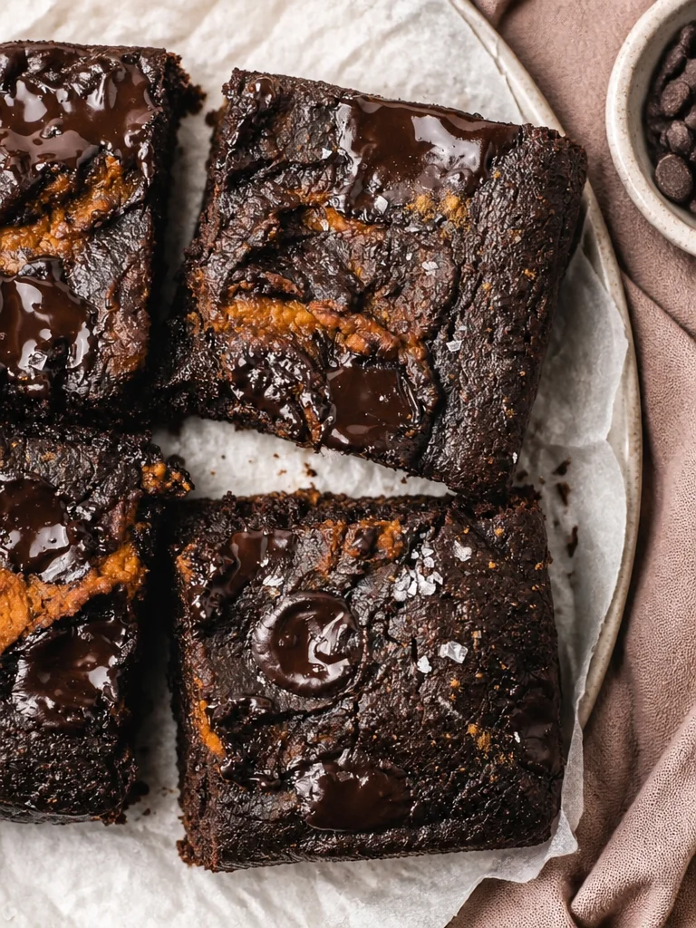 Deliciosos brownies de calabaza saludables y pegajosos, ideales para dieta paleo.