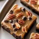 Brownies de tortuga con nueces y chocolate recién horneados