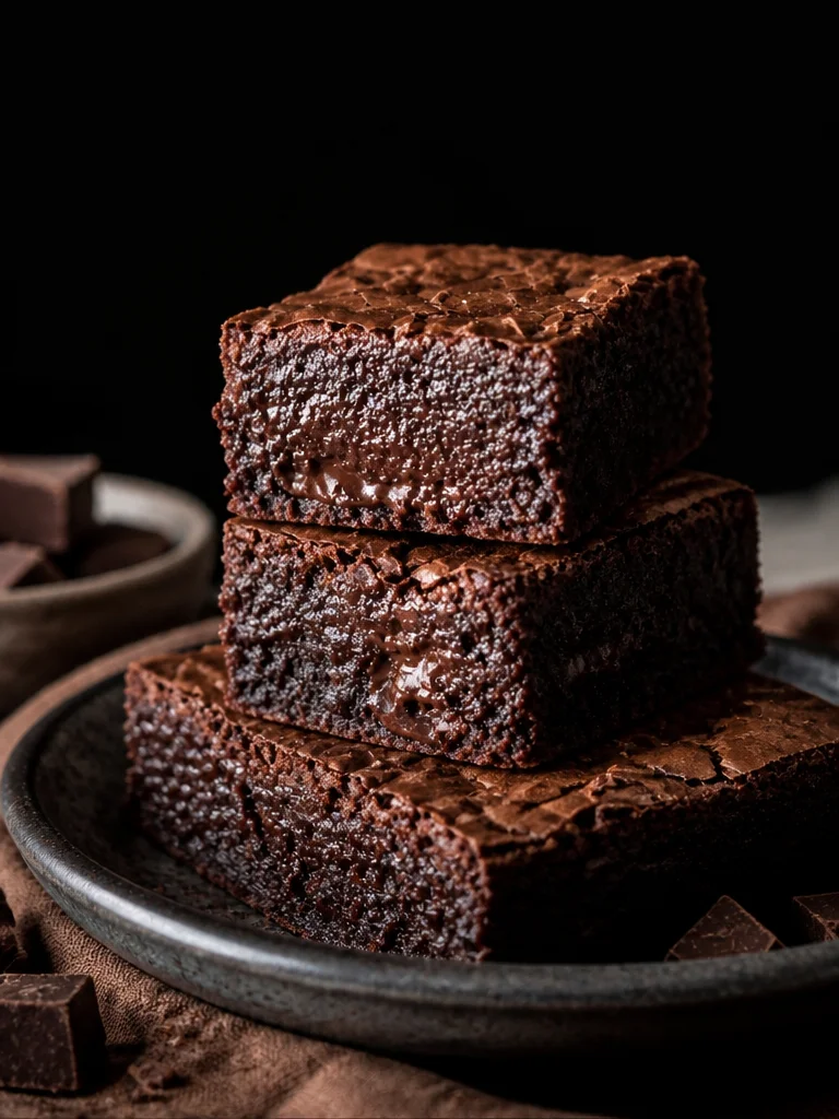 Deliciosos brownies pegajosos recién horneados