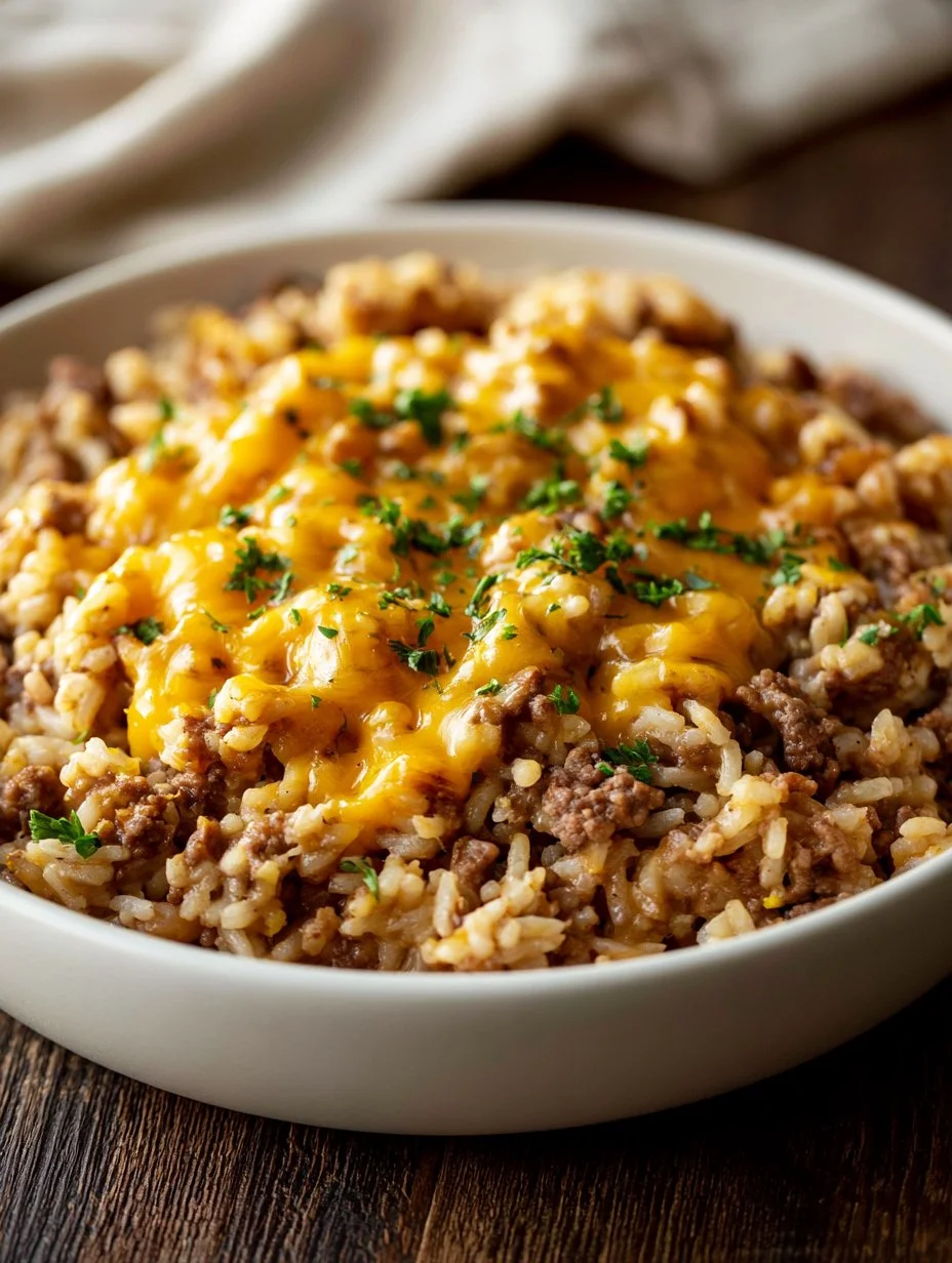 Cazuela de carne molida y arroz con queso