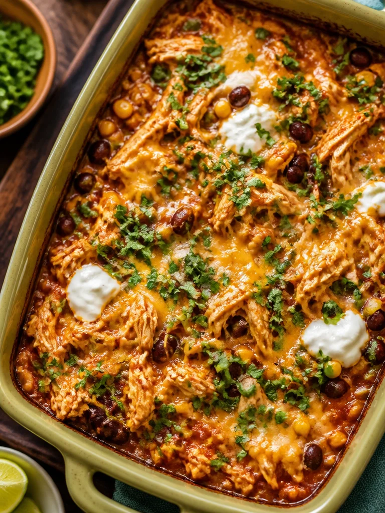 Cazuela de enchiladas de pollo en crockpot con queso derretido