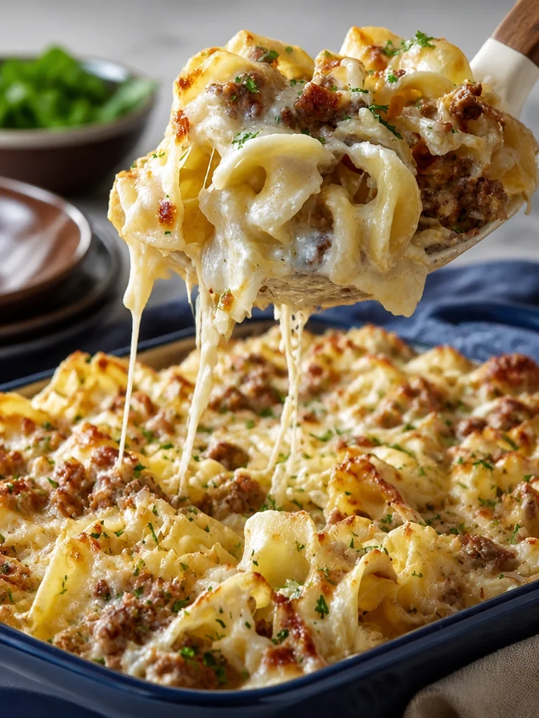 Cazuela de fideos de res con crema agria