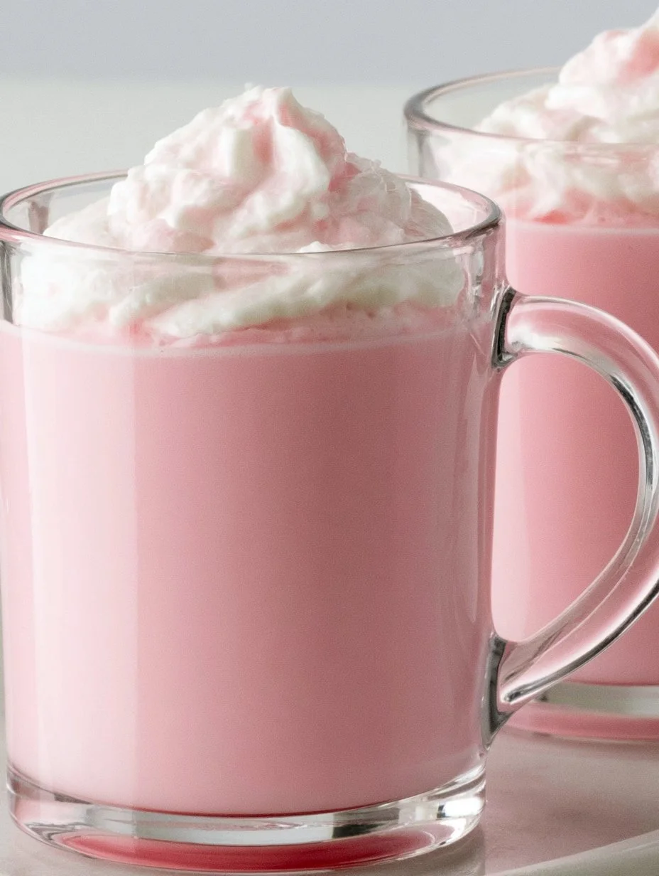 Chocolate Blanco Caliente de Fresa con Crema Batida Casera