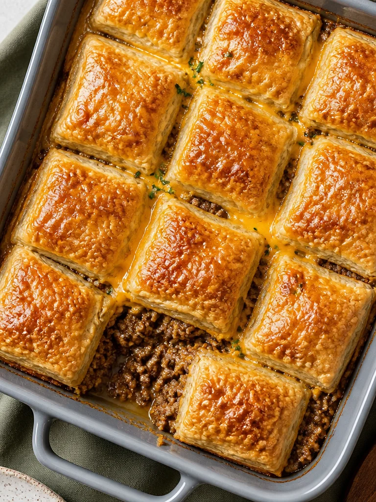Cuadrados de crescent de carne de res de 4 ingredientes