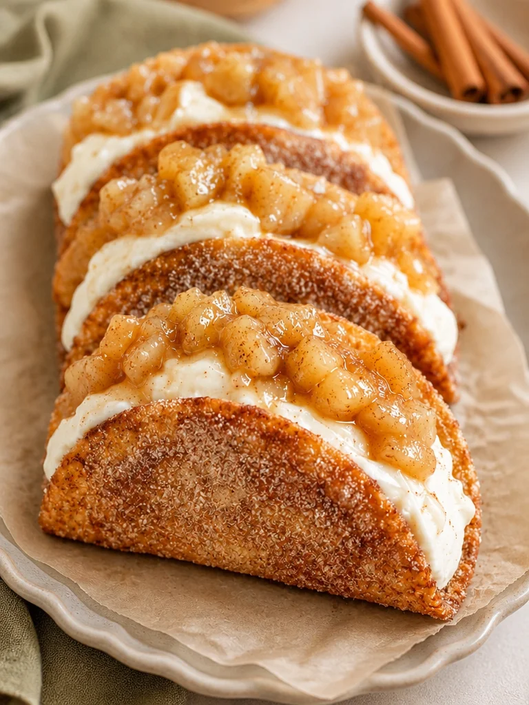 Tacos de cheesecake de manzana con un toque delicioso y visualmente atractivo