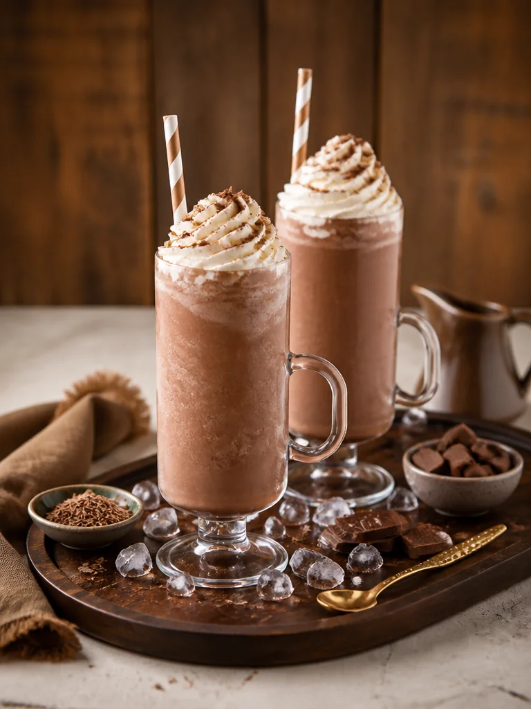 Receta de chocolate caliente congelado con ingredientes sabrosos