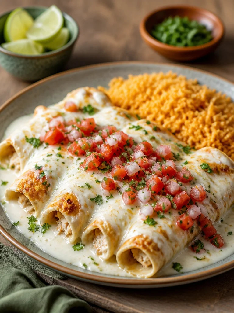 Plato de enchiladas de pollo con queso, un clásico de la cocina mexicana.
