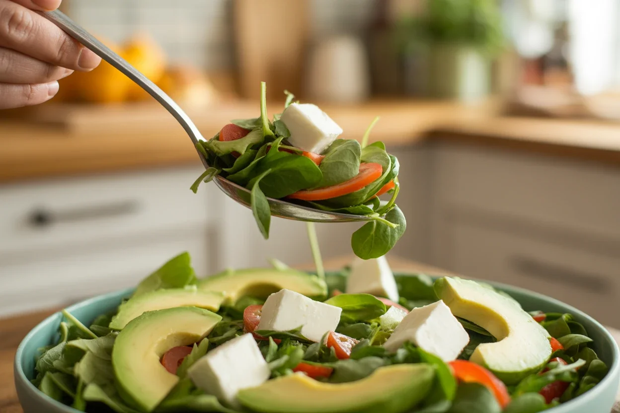 Ensalada de aguacate y queso mascarpone