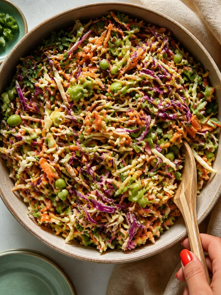 Ensalada de crujiente de anacardos con aderezo de sésamo