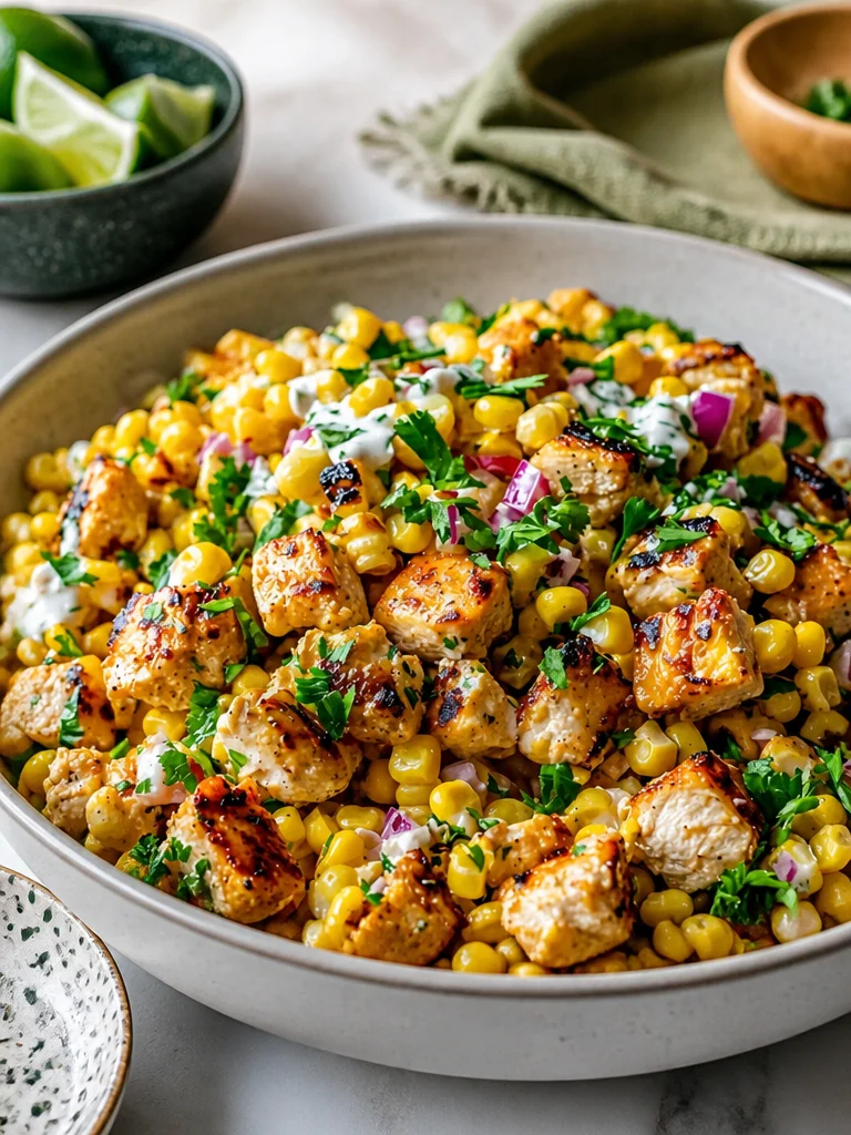 Ensalada de maíz callejero de pollo alto en proteínas