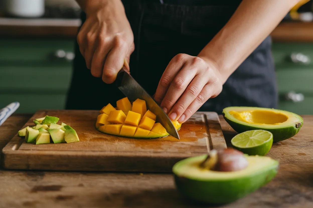 Ensalada de mango, aguacate y salmón