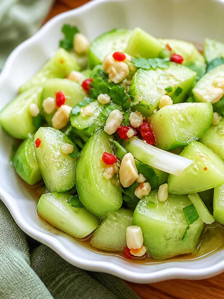 Ensalada de pepino tailandesa fresca y colorida con ingredientes saludables