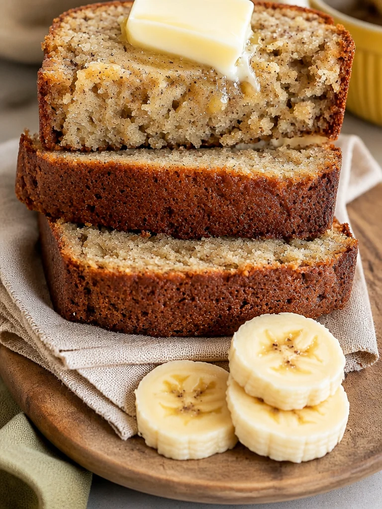 Delicioso pan de plátano recién horneado
