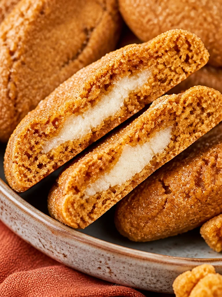 Galletas de cheesecake de calabaza masticables recién horneadas