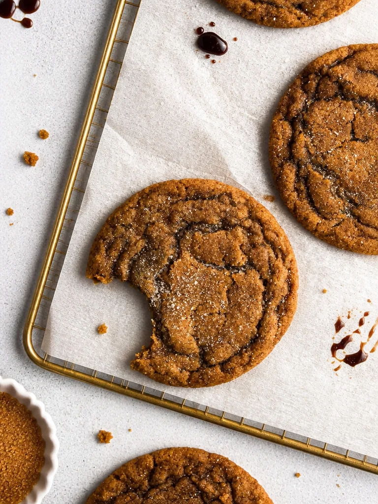 Galletas masticables de especias de calabaza con melaza recién horneadas