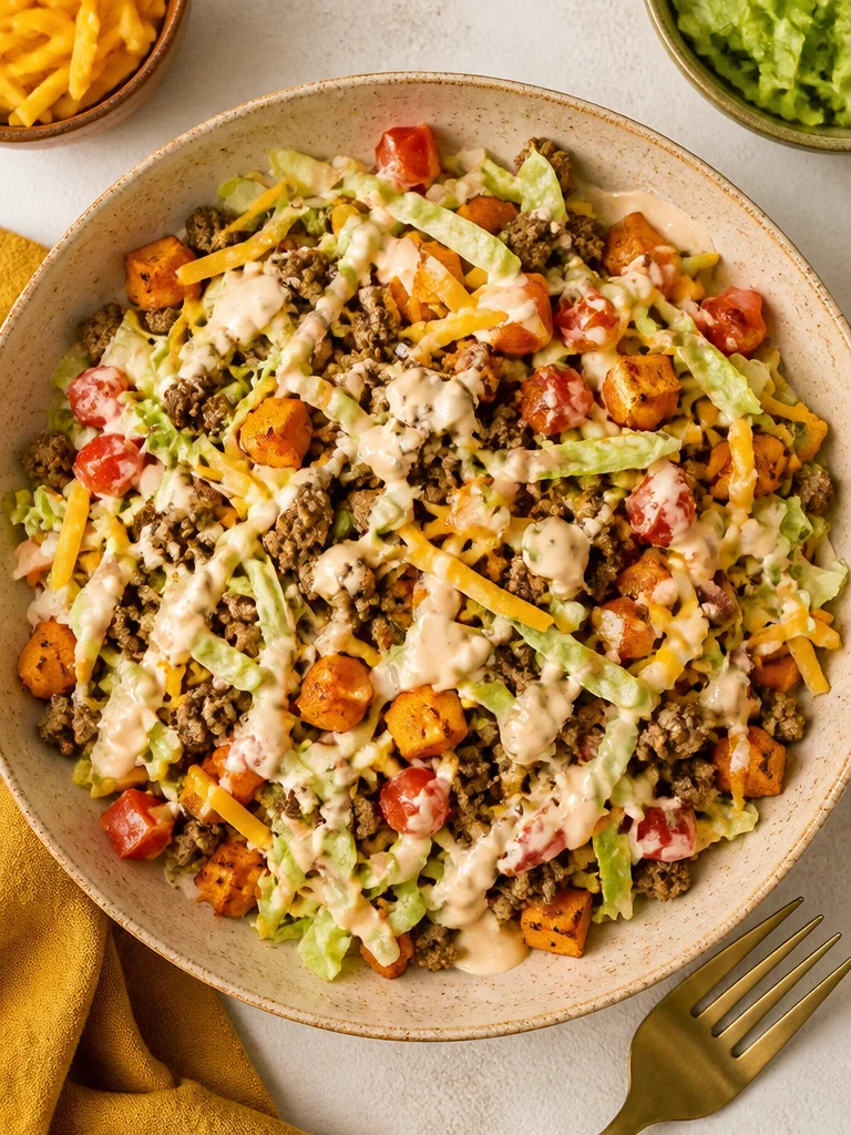 Hamburger Bowl de Sweet Potato (with Ground Beef)
