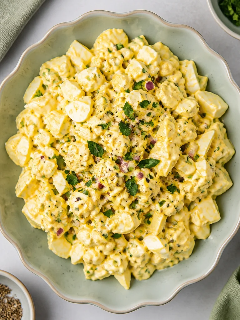 Ensalada de huevo fácil y saludable, perfecta para comidas rápidas.