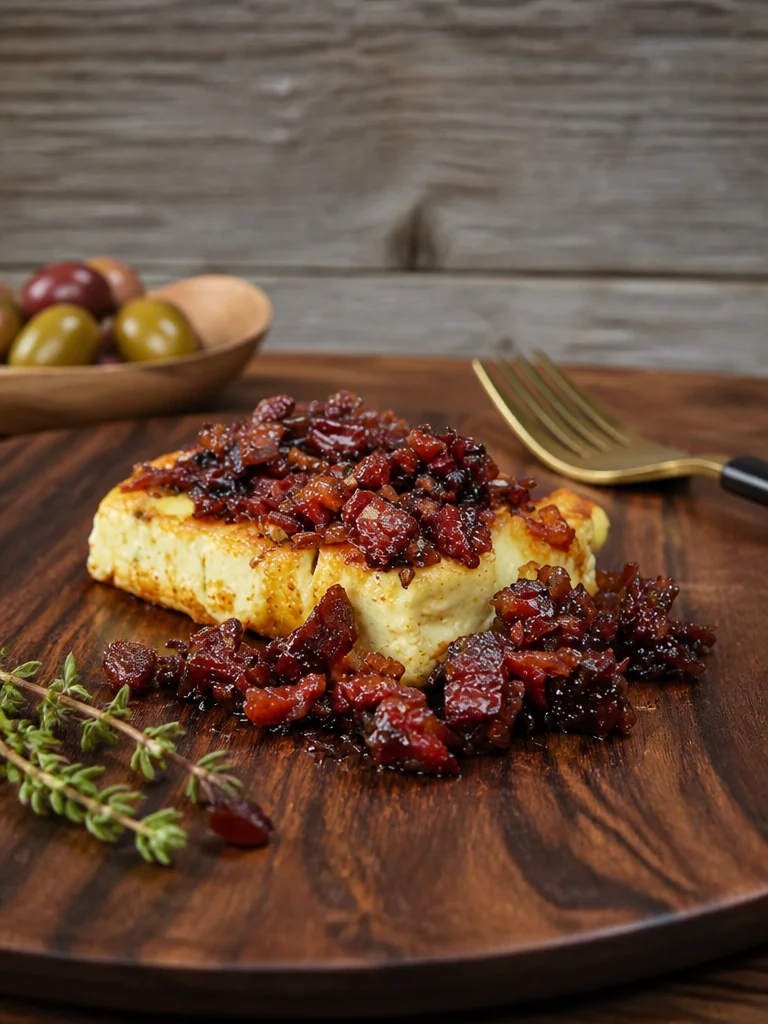 Mermelada de tocino con queso crema ahumado en un tarro