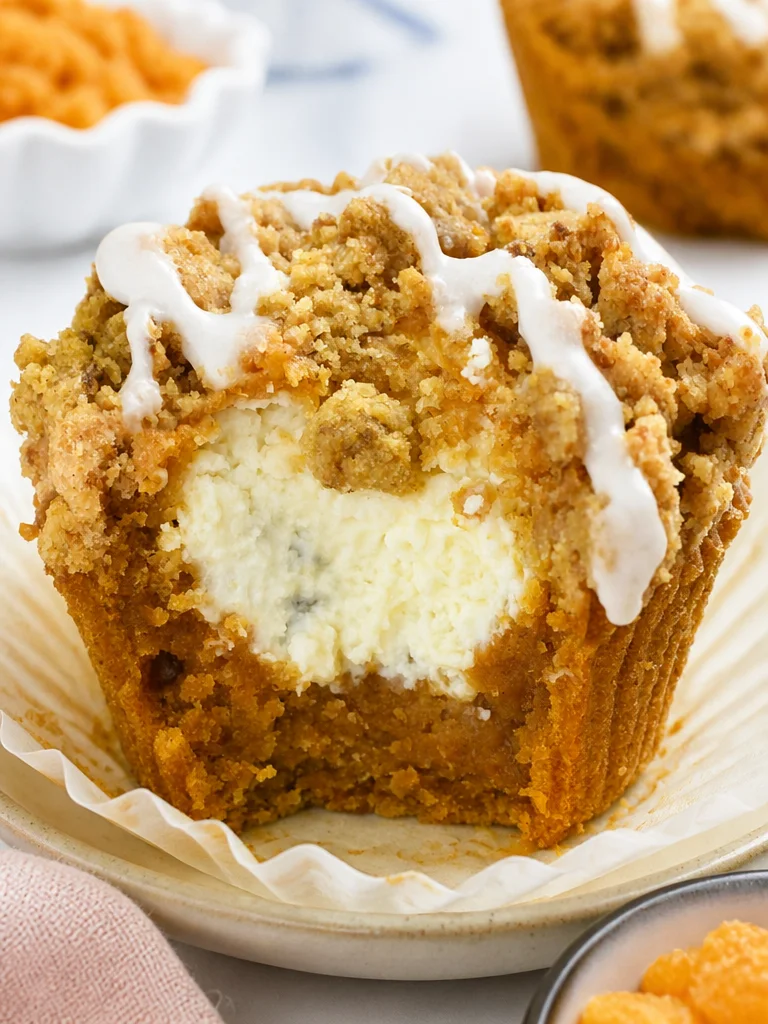 Muffins de Calabaza con Queso Crema y Cobertura de Crumble de Canela