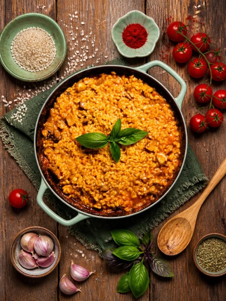 Paella fácil de hacer en una sola sartén con ingredientes frescos y sabrosos