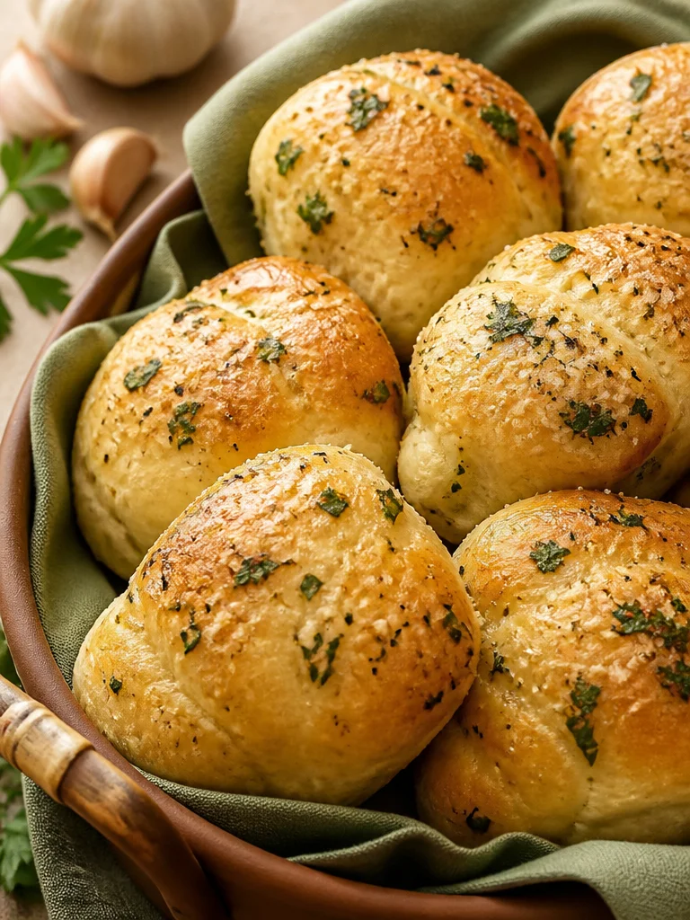 Delicioso pan de ajo preparado para tirar en una mesa lista para compartir.