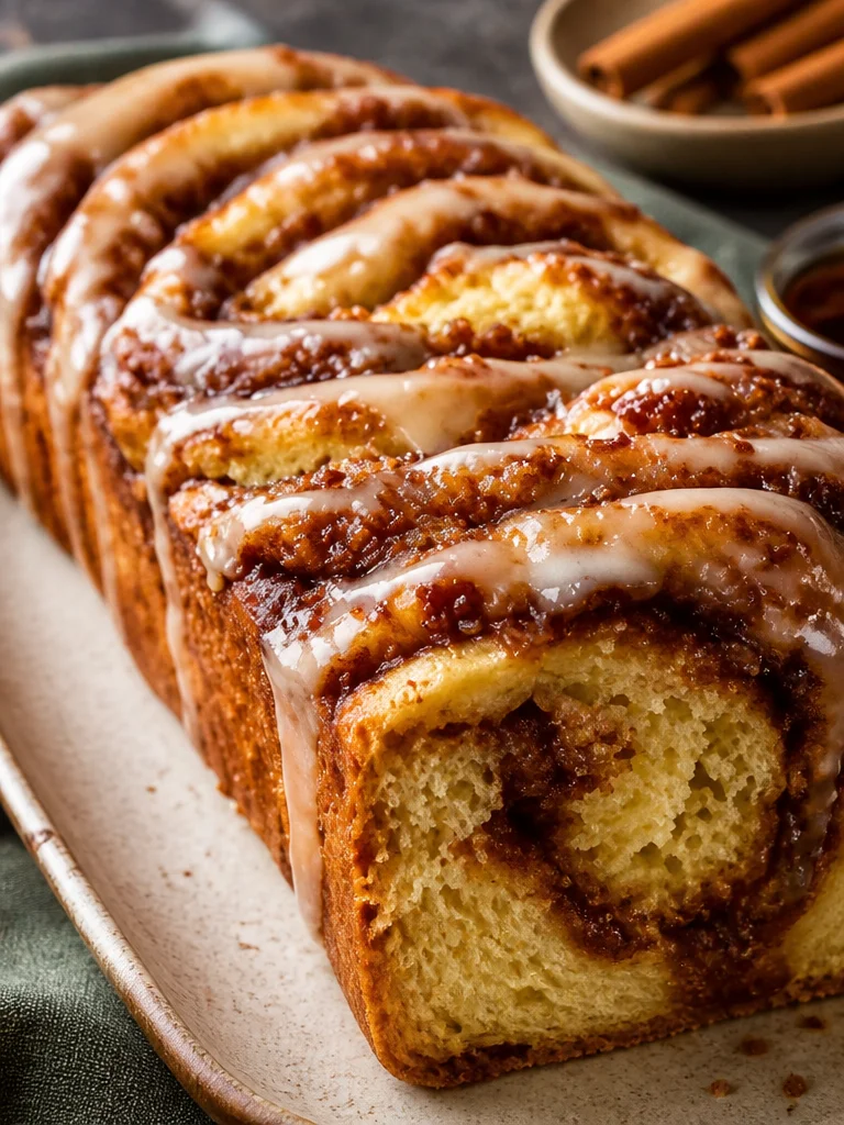 Pan de manzana y canela recién horneado en un plato
