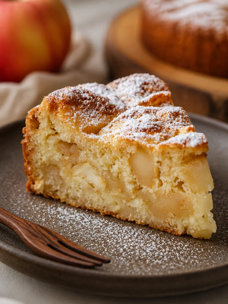 Pastel de Manzana Francés recién horneado en un plato de cerámica
