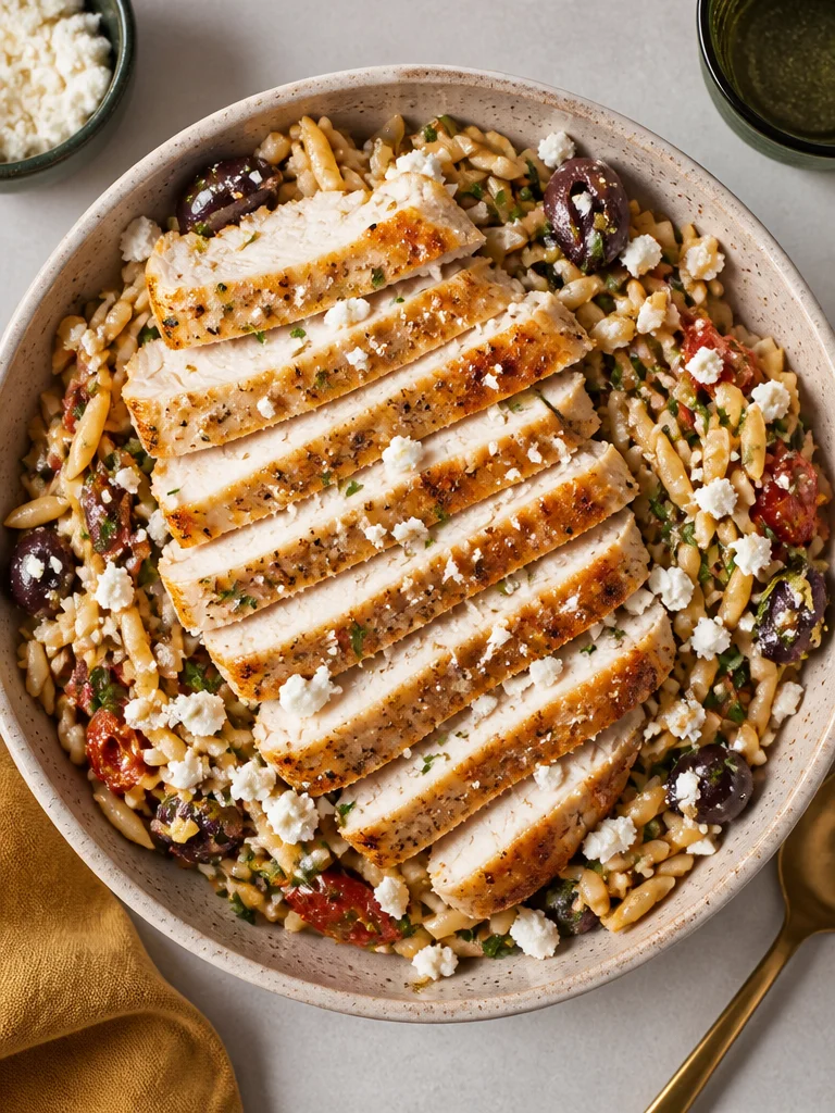 Plato de Pollo al Orégano Mediterráneo servido con guarnición fresca