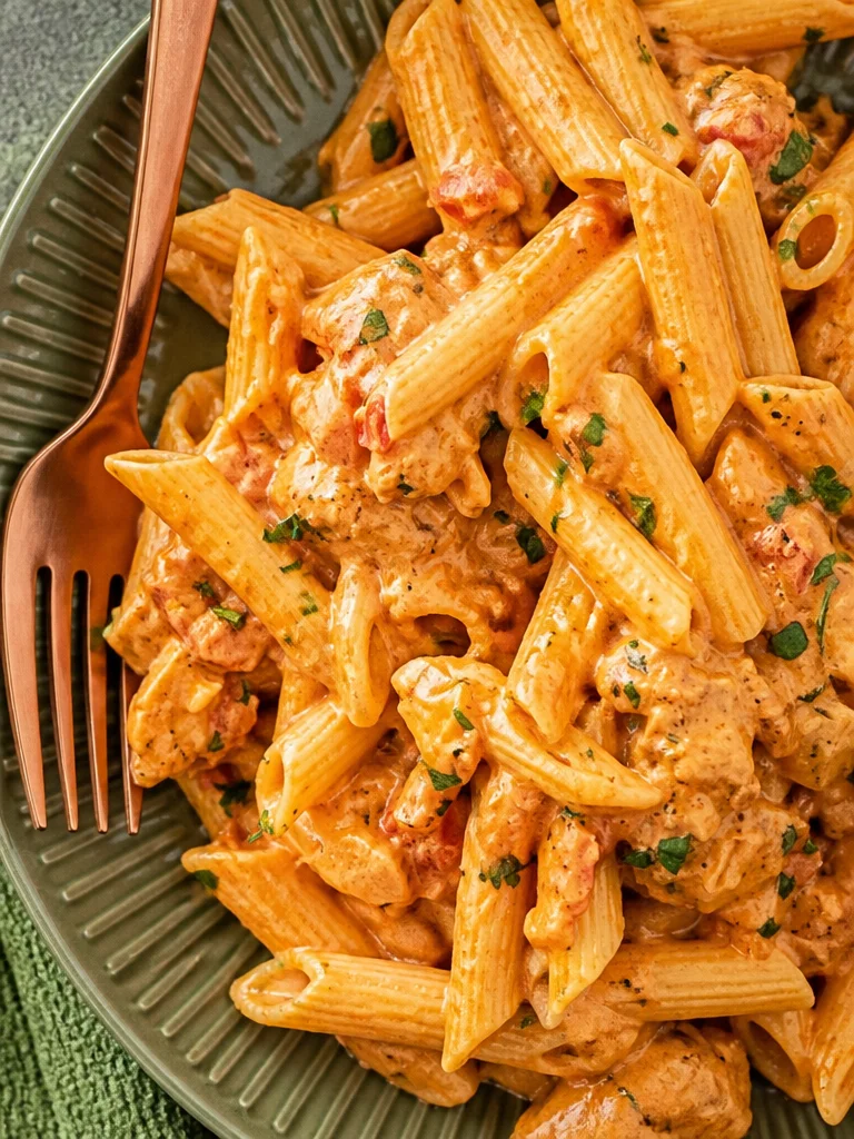 Plato de Pollo Alfredo del Suroeste, cremoso y sabroso, presentado en un plato elegante.