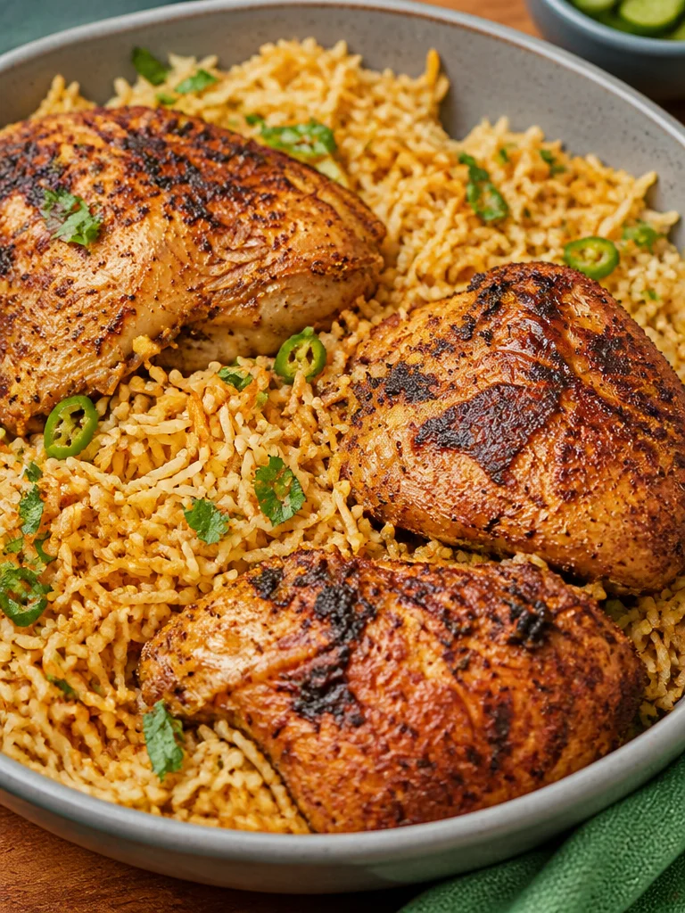 Receta de pollo y arroz cocinado en una olla