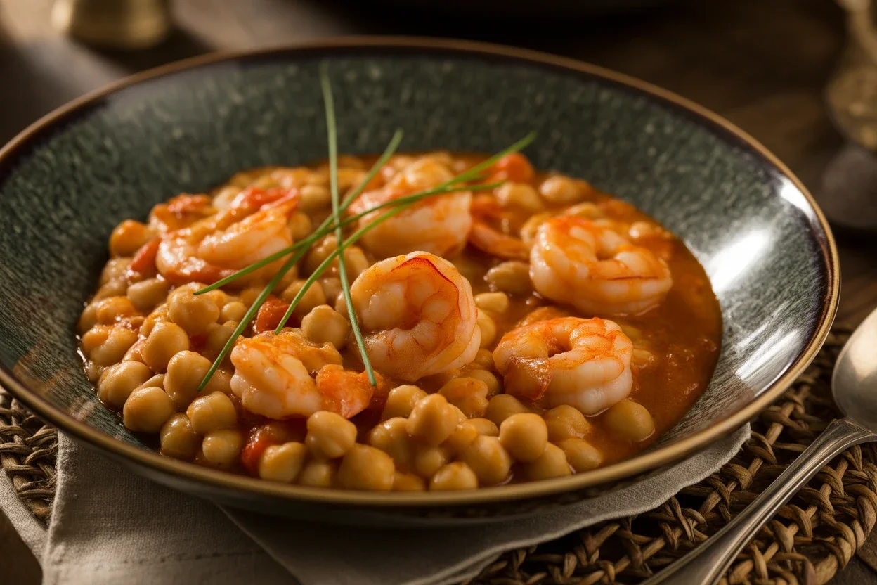 Receta de Garbanzos con langostinos