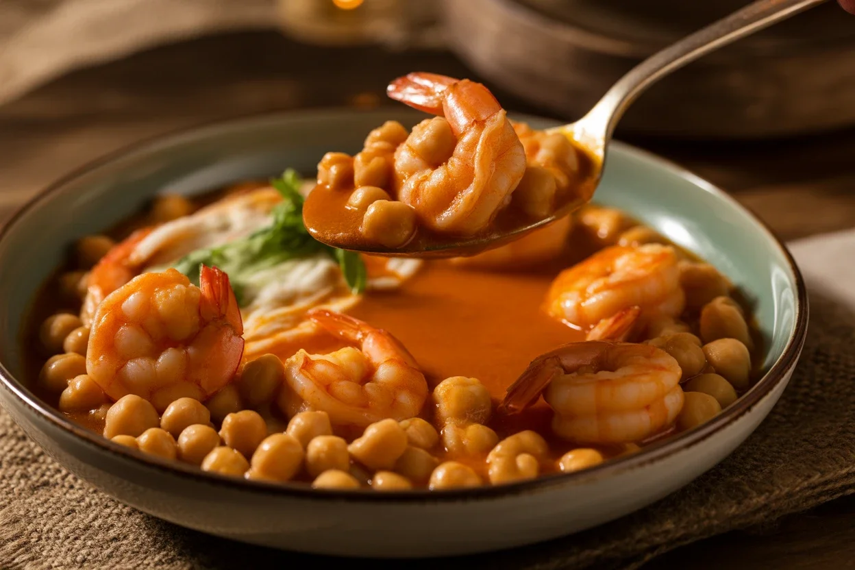 Receta de Garbanzos con langostinos