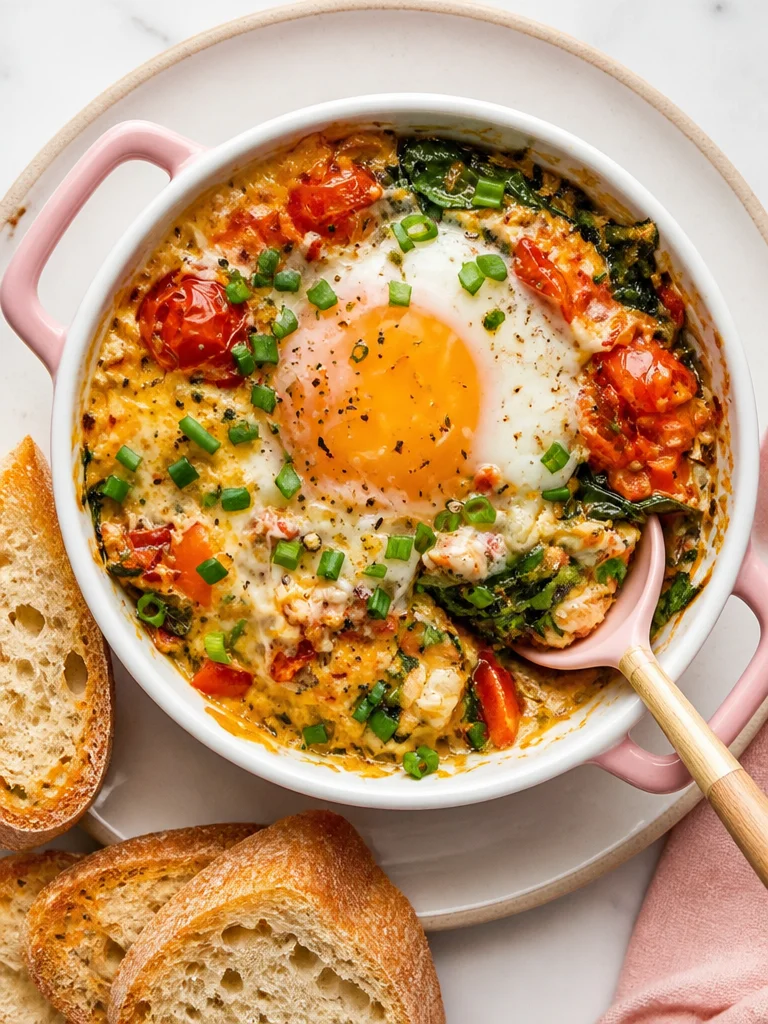 Receta de Huevos al Horno con Feta | Receta en 2024 | Recetas de Desayuno de Dieta Mediterránea, Receta Mediterránea