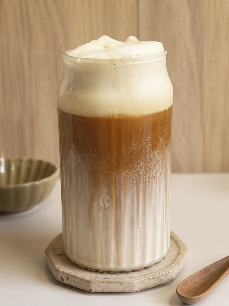 Taza de latte de mantequilla de maní con un toque cremoso y delicioso