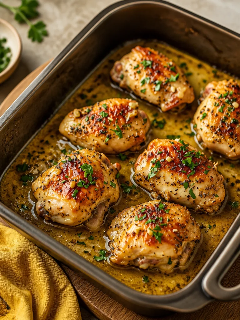Receta de pollo al horno con mantequilla de ajo y especias