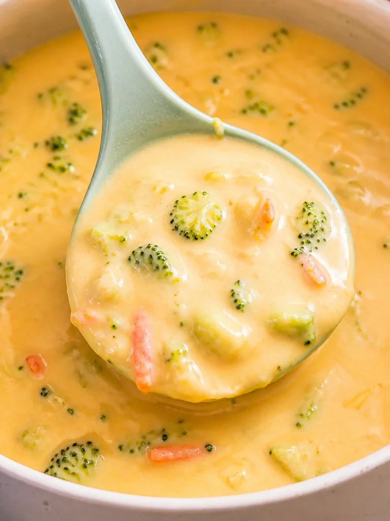 Sopa de brócoli con cheddar al estilo Panera, un plato nutritivo y sabroso.
